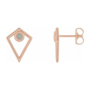 14K Rose Gold Opal Cabochon Pyramid Post Earrings, 11 x 14mm